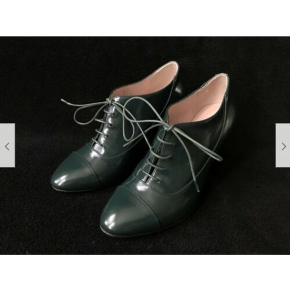 Kate Spade Lace Up Patent Leather Green Shoes 5.5 - Picture 4 of 8